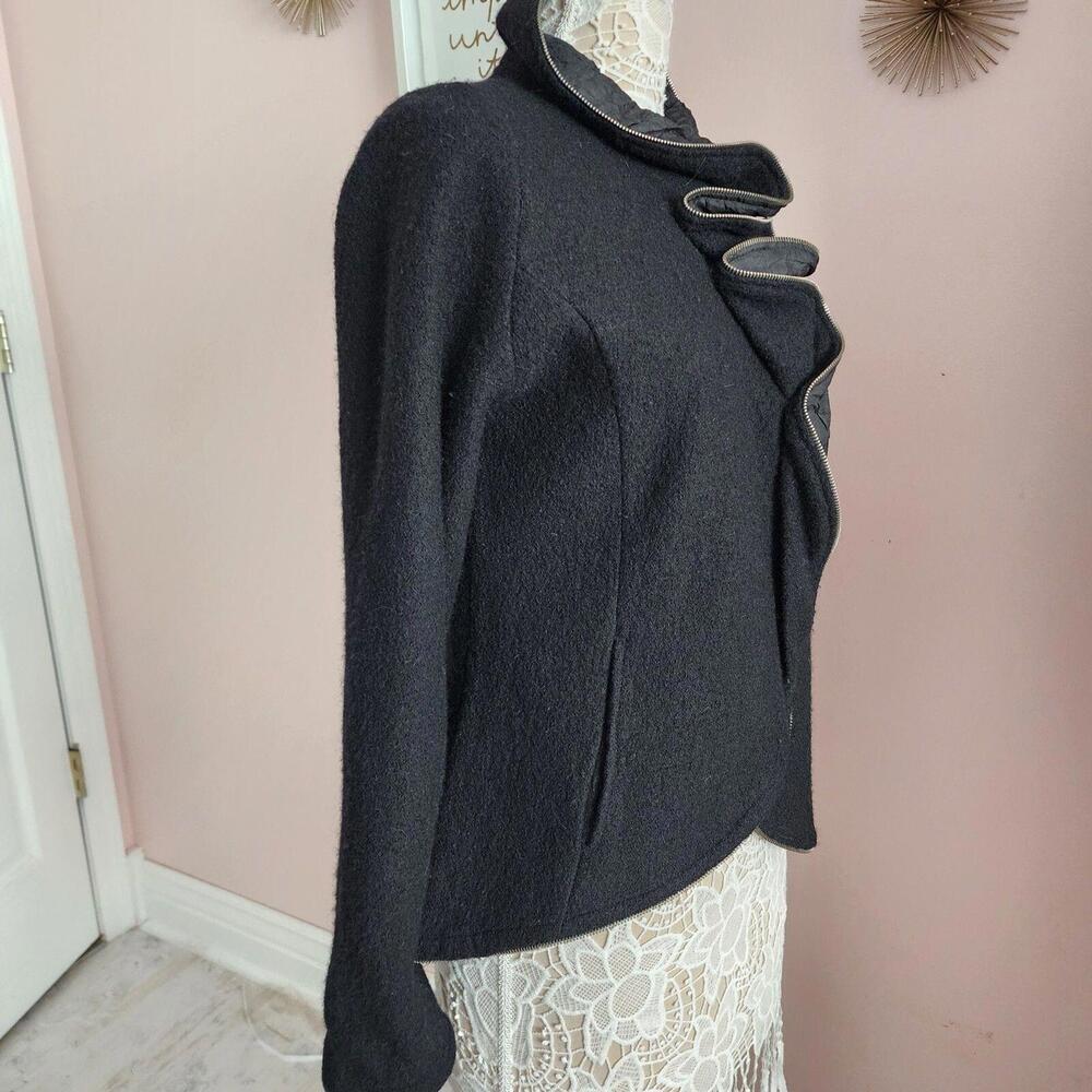 Flawless Covelo wool unique jacket blazer decorative zippers black L
